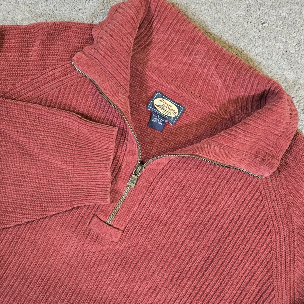 Tommy Bahama Mens Cotton‎ Knit 1/4 Zip Red Pullover Sweater Size Large